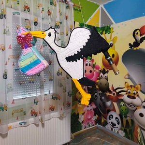 Babaváró buli kisfiú vagy kislány hatalmas gólya  dekoráció konfetti kilövővel 1 méteres - baba - mama - babaemlékek - babaváró meghívó - Meska.hu