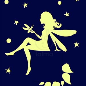 Foszforeszkáló tündér szentjánosbogárral és csillagokkal - Meska.hu