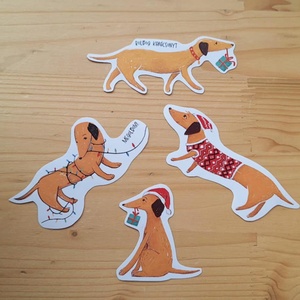 Kutyás karácsonyi matricák - otthon & életmód - papír, írószer - matrica, matrica csomag - Meska.hu