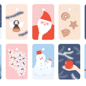 Karácsonyi ajándékkísérő kártyák - karácsony - karácsonyi ajándékozás - karácsonyi képeslap, üdvözlőlap, ajándékkísérő - Meska.hu