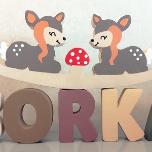 Névkirakó őzike hintával - baba - mama - babaszoba dekoráció - babanév dekoráció - Meska.hu