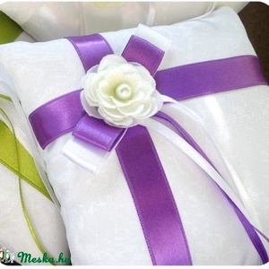 Esküvői gyűrűpárna FEHÉR-LILA - Meska.hu