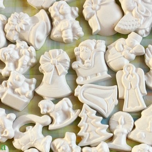 30db festhető karácsonyfadísz  - fehér gipsz  - Meska.hu