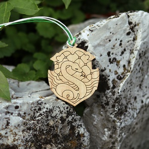 Slytherin fa pendant, Ékszer, Nyaklánc, Medál, Famegmunkálás, Gravírozás, pirográfia, Meska