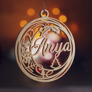 Karácsonyfadísz névre szóló, egyedi fa ajándék, Karácsony, Karácsonyi lakásdekoráció, Karácsonyfadíszek, Famegmunkálás, MESKA