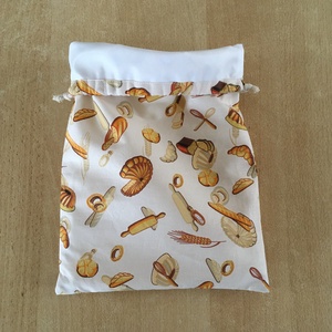 Uzsonnás tasak, zsemletartó, kiflis zsák, pamutvászon frissentartó PUL béléssel - pékárus - táska & tok - uzsonna- & ebéd tartó - szendvics csomagoló - Meska.hu