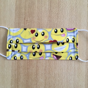 Mosolygó fej gyerek, tini, férfi, női textil, mosható maszk, arcmaszk, szájmaszk - emoji, smiley - gyerek - gyerek - Meska.hu