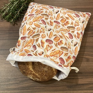 Pékárus nagy méretű kenyeres zsák, pamutvászon frissentartó PUL béléssel - Meska.hu