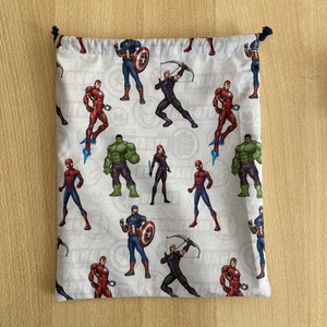 Marvel piknik, uzsonnás tasak, zsemletartó, kiflis zsák, pamutvászon frissentartó PUL béléssel - táska & tok - uzsonna- & ebéd tartó - ebéd tasak, doboz - Meska.hu