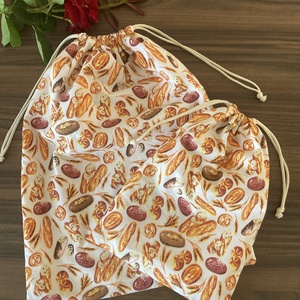 Kenyeres zsák szett, pékárumintás, pamutvászon frissentartó PUL béléssel - péksütis - táska & tok - bevásárlás & shopper táska - kenyeres zsák - Meska.hu