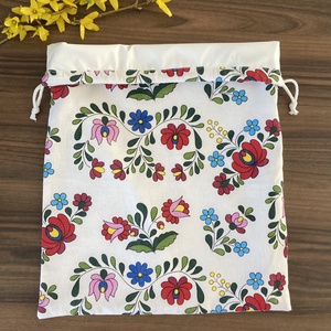 Kalocsai nagy méretű kenyeres zsák, pamutvászon frissentartó PUL béléssel - táska & tok - bevásárlás & shopper táska - kenyeres zsák - Meska.hu