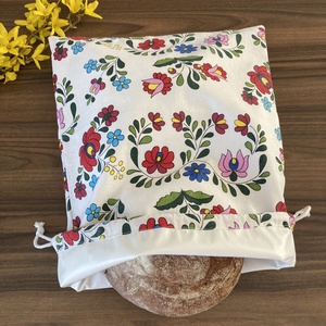 Kalocsai nagy méretű kenyeres zsák, pamutvászon frissentartó PUL béléssel, Táska & Tok, Bevásárlás & Shopper táska, Kenyeres zsák, Varrás, MESKA