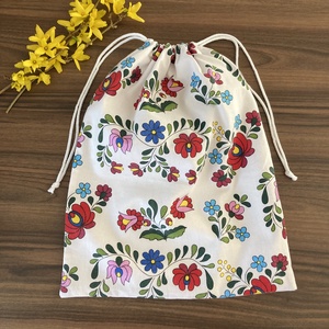 Kalocsai nagy méretű kenyeres zsák, pamutvászon frissentartó PUL béléssel - táska & tok - bevásárlás & shopper táska - kenyeres zsák - Meska.hu