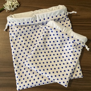 Csillagos kenyeres zsák szett, pamutvászon frissentartó PUL béléssel - kék csillagokkal - táska & tok - bevásárlás & shopper táska - kenyeres zsák - Meska.hu