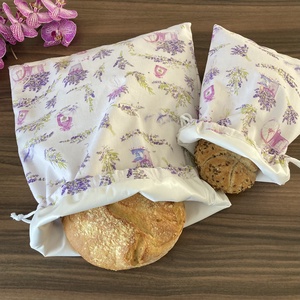 Kenyeres zsák szett, levendulás, pamutvászon frissentartó PUL béléssel, Táska & Tok, Bevásárlás & Shopper táska, Kenyeres zsák, Varrás, MESKA