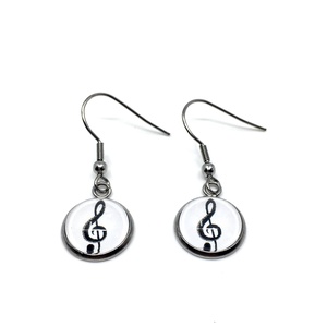 Zongora violinkulcs nemesacél lógós fülbevaló - ékszer - fülbevaló - lógó fülbevaló - Meska.hu