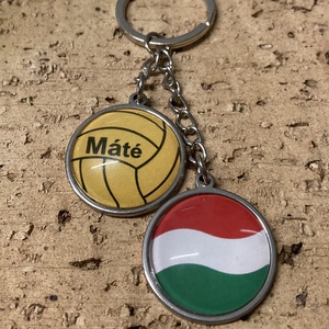 Névreszóló vízilabdás, magyar zászlós nemesacél kulcstartó, táskadísz - neves, dátumos, számos, Táska & Tok, Kulcstartó & Táskadísz, Kulcstartó, Ékszerkészítés, Fotó, grafika, rajz, illusztráció, MESKA