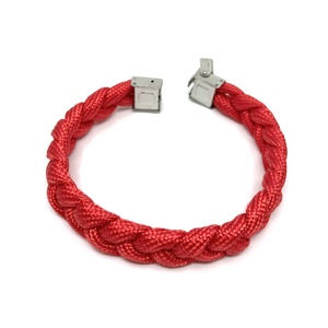 Nautical férfi paracord karkötő nemesacél kapoccsal - piros - ékszer - karkötő - fonott karkötő - Meska.hu