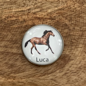 Névreszóló hűtőmágnes lovas - nemesacél, feliratos - Meska.hu