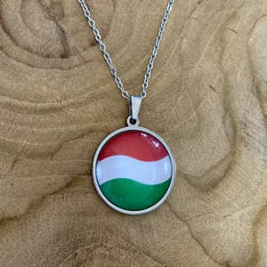 Magyar zászlós nemzetiszín nemesacél nyaklánc - női vagy férfi lánccal - ékszer - nyaklánc - medálos nyaklánc - Meska.hu