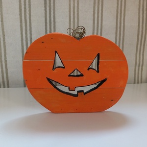 Töklámpás Halloween-re, újrahasznosított fából - otthon & életmód - dekoráció - virágdísz és tartó - cserép & kaspó - Meska.hu
