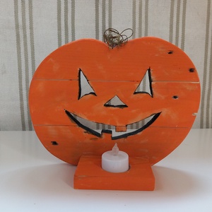 Töklámpás Halloween-re, újrahasznosított fából - otthon & életmód - dekoráció - virágdísz és tartó - cserép & kaspó - Meska.hu