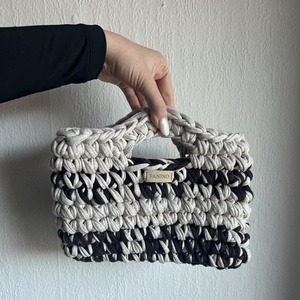 FANINO kézitáska - barna és krémszínű, Táska & Tok, Kézitáska & válltáska, Válltáska, Horgolás, MESKA