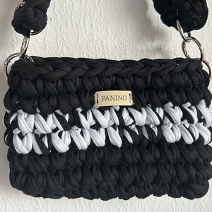 FANINO mini válltáska - fekete és világos kék  - táska & tok - kézitáska & válltáska - válltáska - Meska.hu