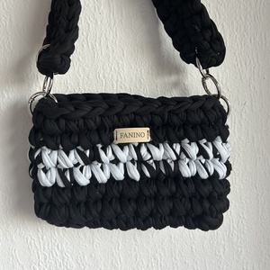 FANINO mini válltáska - fekete és világos kék  - táska & tok - kézitáska & válltáska - válltáska - Meska.hu