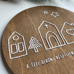 Téli hímzett kép idézettel - otthon & életmód - dekoráció - kép & falikép - táblakép - Meska.hu