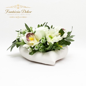 Fehér orchideás virágkompozíció kerámia kaspóban � elegáns kézműves asztaldísz, Otthon & Életmód, Dekoráció, Asztal és polc dekoráció, Asztaldísz, , MESKA