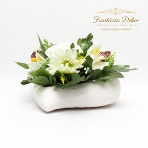 Fehér orchideás virágkompozíció kerámia kaspóban � elegáns kézműves asztaldísz - otthon & életmód - dekoráció - asztal és polc dekoráció - asztaldísz - Meska.hu