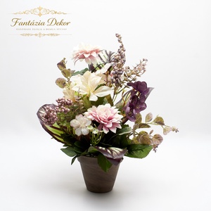 Elegáns virágkompozíció púder és lila árnyalatokkal � romantikus kézműves dekor - otthon & életmód - dekoráció - asztal és polc dekoráció - asztaldísz - Meska.hu