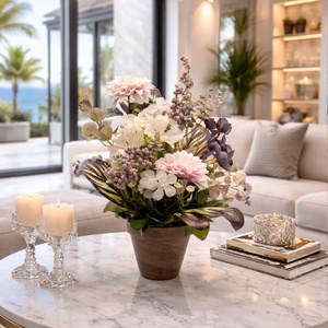 Elegáns virágkompozíció púder és lila árnyalatokkal � romantikus kézműves dekor - otthon & életmód - dekoráció - asztal és polc dekoráció - asztaldísz - Meska.hu