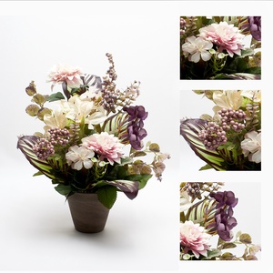 Elegáns virágkompozíció púder és lila árnyalatokkal � romantikus kézműves dekor - otthon & életmód - dekoráció - asztal és polc dekoráció - asztaldísz - Meska.hu