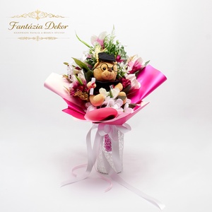 ? Ballagási csokor macival � egyedi, kézzel készített ajándék ?, Otthon & Életmód, Virágdekoráció, Virágok, Virágcsokor, Virágkötés, MESKA