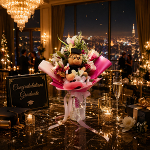 �� Ballagási csokor macival � egyedi, kézzel készített ajándék �� - otthon & életmód - virágdekoráció - virágok - virágcsokor - Meska.hu