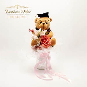 ? Ballagási csokor macival � romantikus, kézzel készített ajándék ?, Otthon & Életmód, Virágdekoráció, Virágok, Virágcsokor, Virágkötés, MESKA