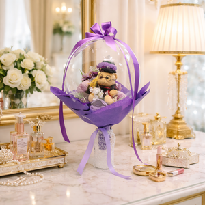 �� Ballagási macis ajándék � lufiban, lila eleganciában - otthon & életmód - virágdekoráció - virágok - virágcsokor - Meska.hu