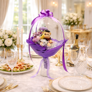 �� Ballagási macis ajándék � lufiban, lila eleganciában - otthon & életmód - virágdekoráció - virágok - virágcsokor - Meska.hu