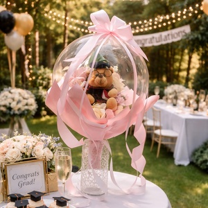  Ballagási macis virágcsokor lufiban ��   - otthon & életmód - virágdekoráció - virágok - virágcsokor - Meska.hu