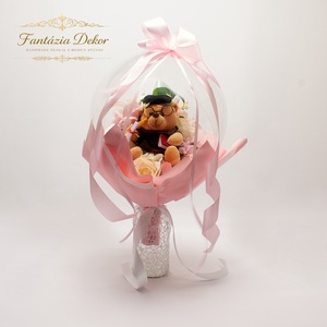  Ballagási macis virágcsokor lufiban ��   - otthon & életmód - virágdekoráció - virágok - virágcsokor - Meska.hu