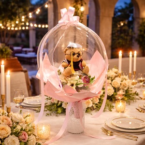  Ballagási macis virágcsokor lufiban ��   - otthon & életmód - virágdekoráció - virágok - virágcsokor - Meska.hu