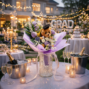 �� Ballagási virágcsokor plüss macival � egyedi, kézzel készült ajándék �� - otthon & életmód - virágdekoráció - virágok - virágcsokor - Meska.hu