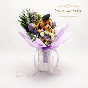 �� Ballagási virágcsokor plüss macival � egyedi, kézzel készült ajándék �� - otthon & életmód - virágdekoráció - virágok - virágcsokor - Meska.hu