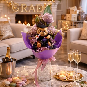 �� Ballagási virágcsokor diplomás plüss macival � elegáns, egyedi ajándék �� - otthon & életmód - virágdekoráció - virágok - virágcsokor - Meska.hu