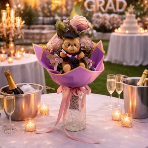 �� Ballagási virágcsokor diplomás plüss macival � elegáns, egyedi ajándék �� - otthon & életmód - virágdekoráció - virágok - virágcsokor - Meska.hu