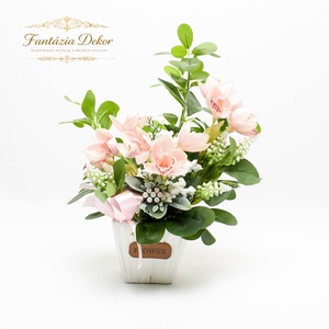  Pasztell virágkompozíció kaspóban � elegáns, romantikus dekoráció  - otthon & életmód - virágdekoráció - virágok - virágbox - Meska.hu