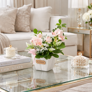  Pasztell virágkompozíció kaspóban � elegáns, romantikus dekoráció  - otthon & életmód - virágdekoráció - virágok - virágbox - Meska.hu