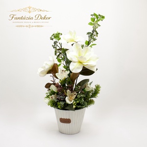  Fehér virágos asztaldísz  - Meska.hu